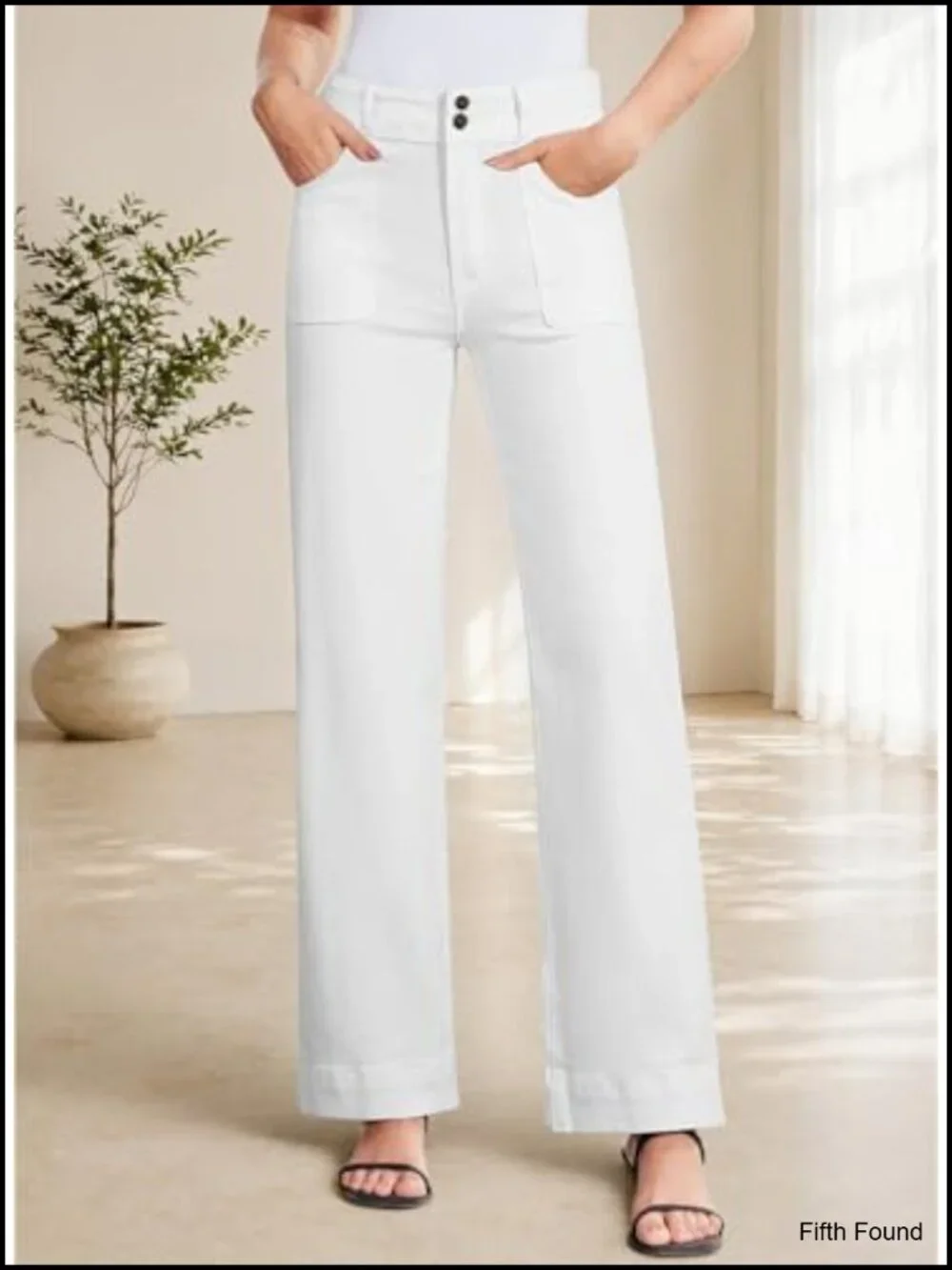 High Waisted Wide Leg Tummy Control Stretch Jeans